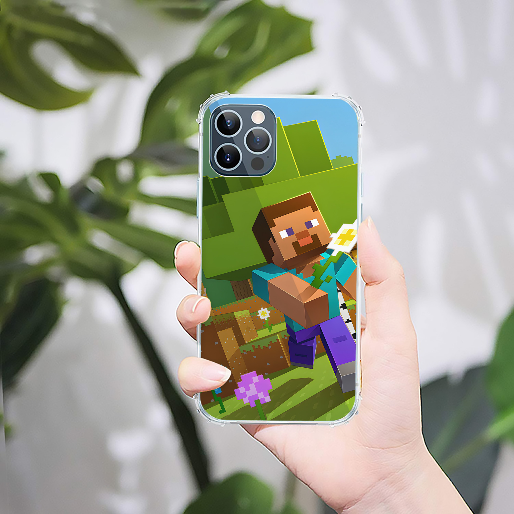 （画像用） マインクラフト ブロックの世界 Minecraft MC Block world 【iPhone 12シリーズ対応】透明スマホケース（クリアソフトケース）